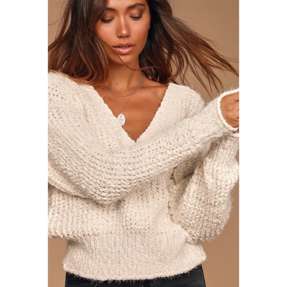 NWOT Lulu’s ivory popcorn knit sweater - Picture 1 of 3